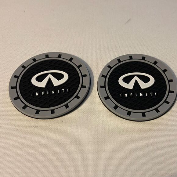 Infinity car cup Coasters in black and gray. Set of 2 NWT - Picture 3 of 5